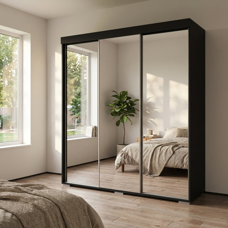 Armoire noire 71 "avec miroir Aria, Noir