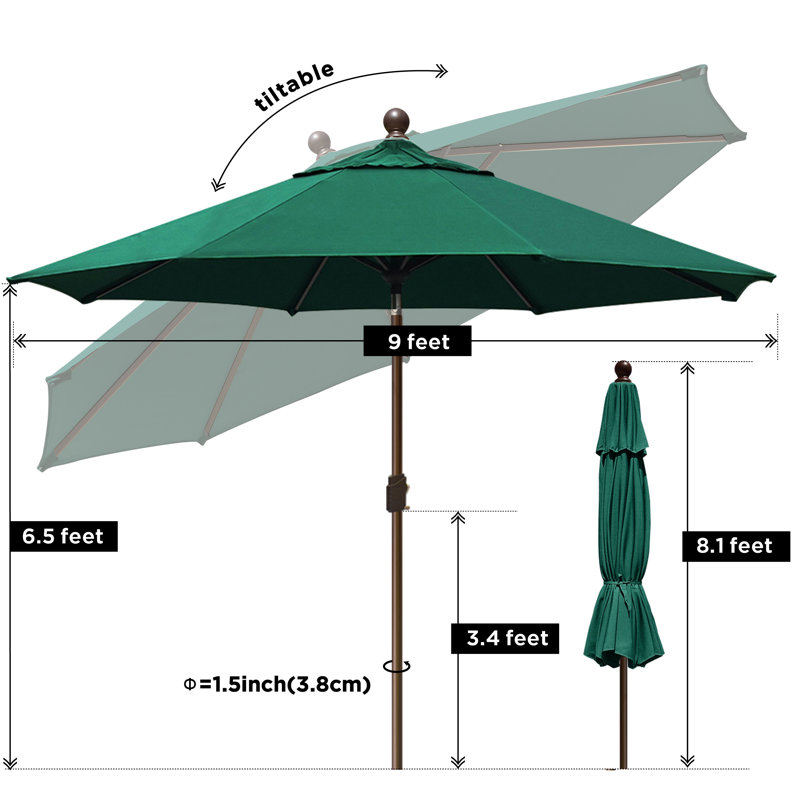Kaibab 9' Market Umbrella, Dark Green