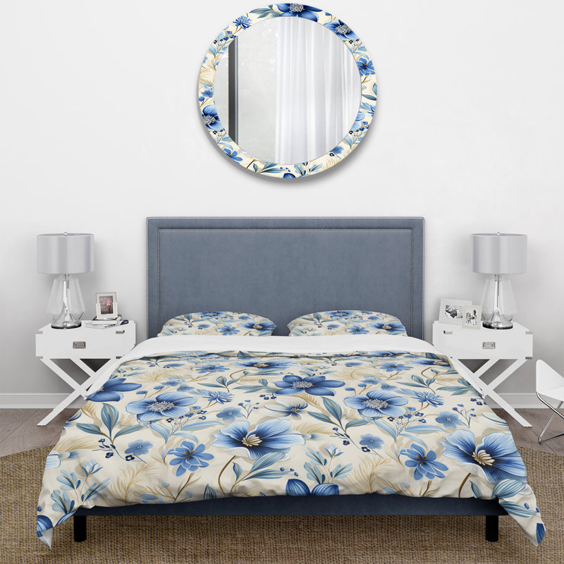 Ensemble de housse de couette floral Boho - Hibiscus II, Housse de couette pour très grand lit et 2 très