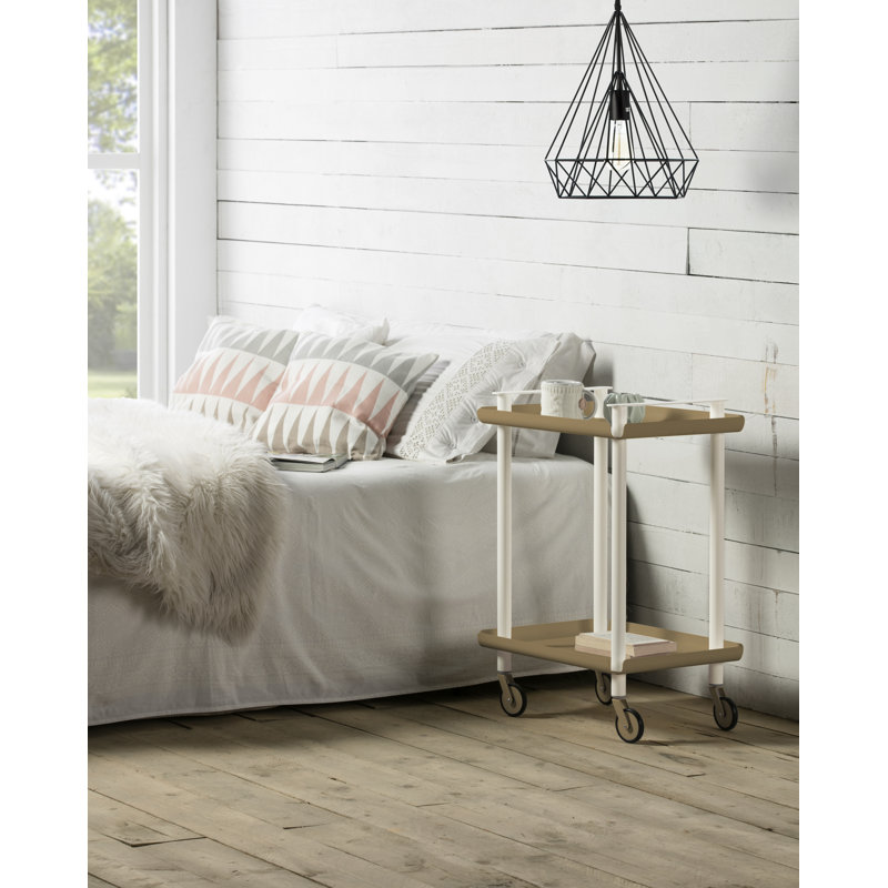 Zeigler Serving Cart, White, Brown