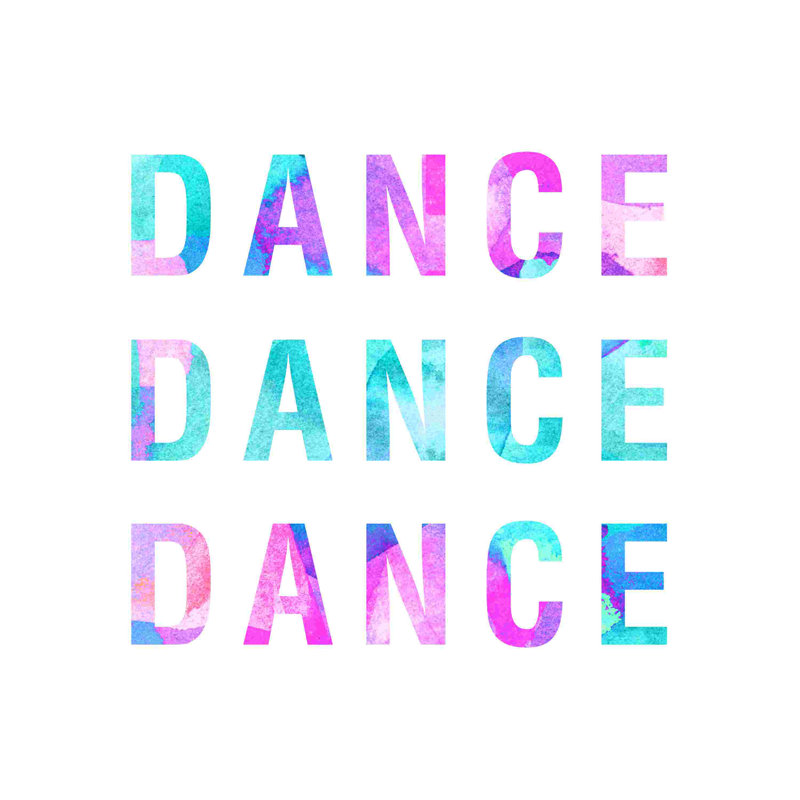 «Dance Dance Dance Watercolor», art textuel sur toile tendue, H 36 po x l 36 po