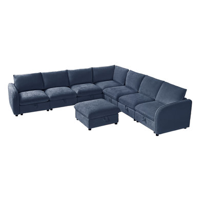 Canapé modulaire de rangement moderne Terencio de 132 po avec assemblage sans tracas 