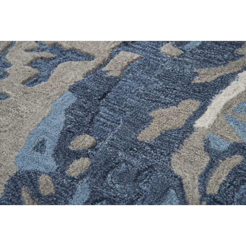 Tapis bleu touffeté à la main Stearns, Rectangle 5 pi x 8 pi