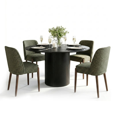 Ensemble de table de salle à manger pour 4 personnes avec table ronde et 4 chaises rembourrées