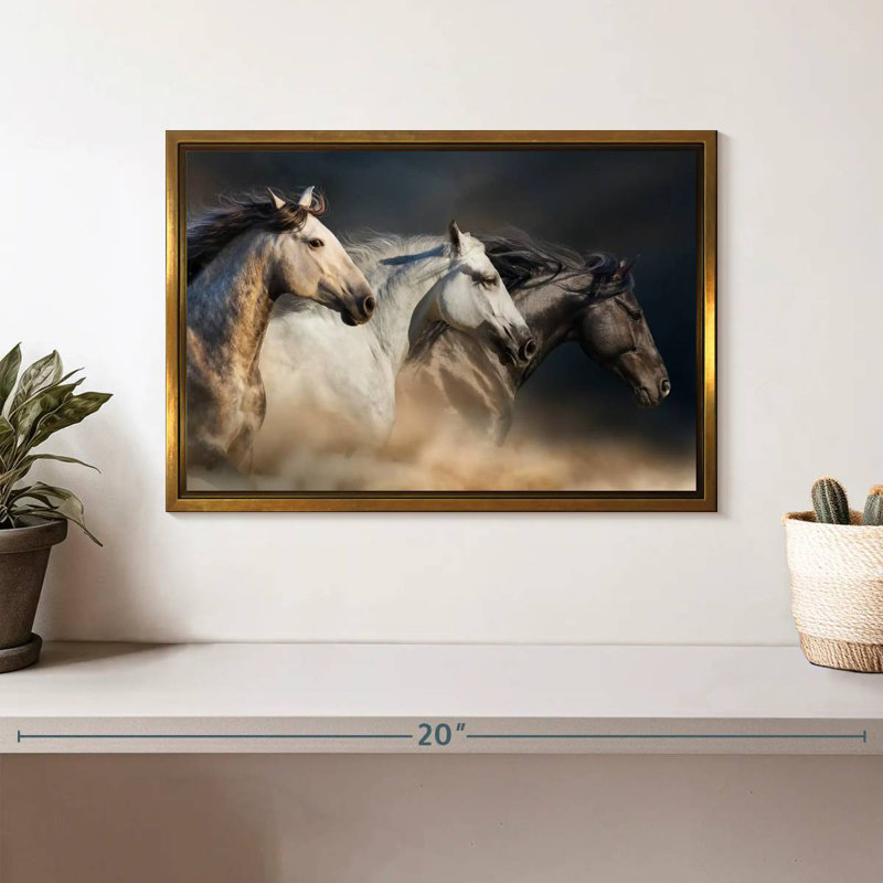 Chevaux magnifiques, Cadre flottant doré, 13 po x 9 po