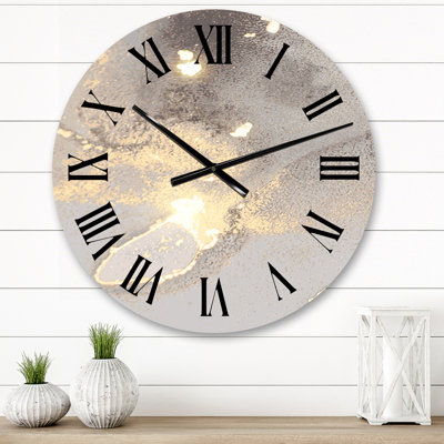 Gris et marbre liquide Art II - Glam horloge murale