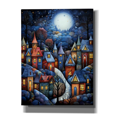 Winston Porter 'Serene Village Under The Moon 1' by Momart Canvas Wall Art