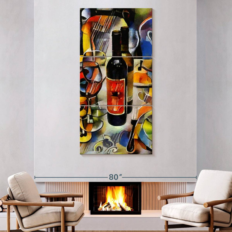 Nature morte de bouteille de vin, H 80 po x l 39 po