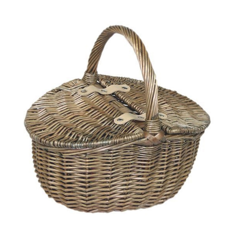 Double Lidded Small Oval Picnic Basket