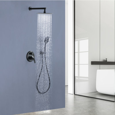 Shamanda Shower System, Shower Faucets Sets Complete With High Pressure 10"" Rain Shower Head And 5-setting Handheld Shower Head(round-in Valve And Tri -  88040B-10