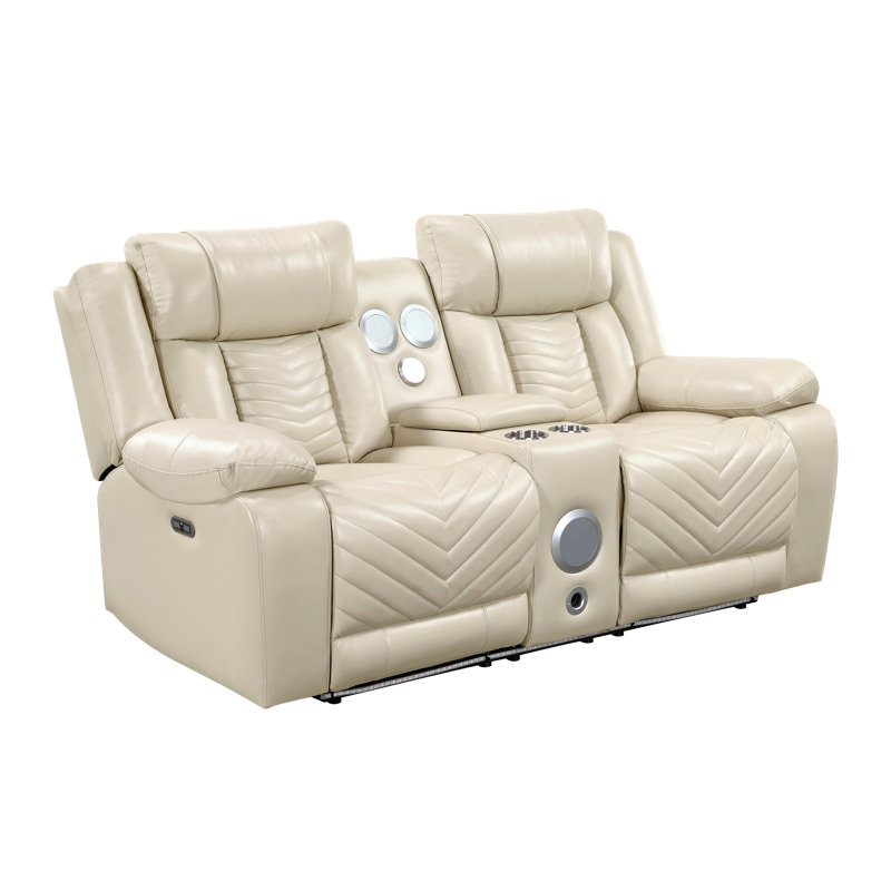 Causeuse en cuir Sensa, sièges inclinables pour cinéma avec lumière DEL, Beige