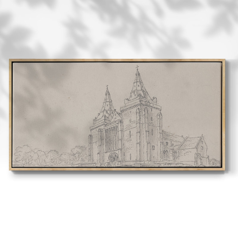 Série abstraite - CMXVII - Toile tendue avec châssis encadré - Prêt à être accroché, Naturel, H 21 po x l 41 po