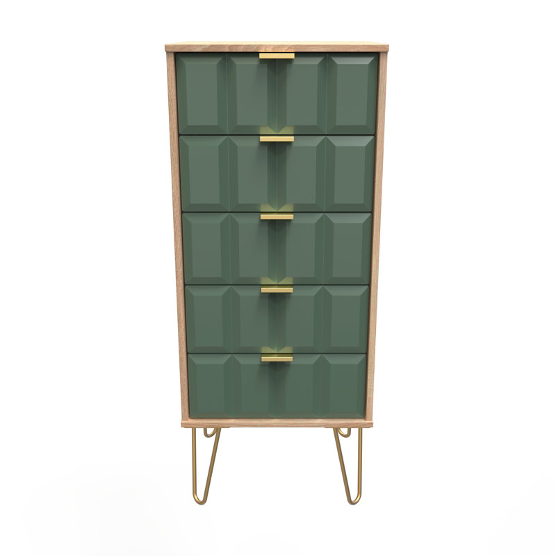Allem 45cm W Manufactured Wood Bedside Table, Labrador Green/Bardolino Oak