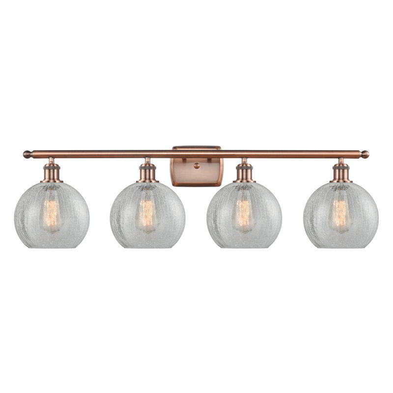 Éclairage de salle de bain à intensité variable 4 lumières Baptista, Ampoule incandescente rétro de 60 watts, Cuivre antique