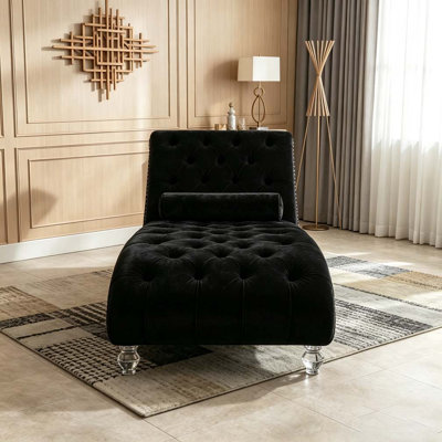 Méridienne en velours pour l'intérieur, capitonnée à boutons