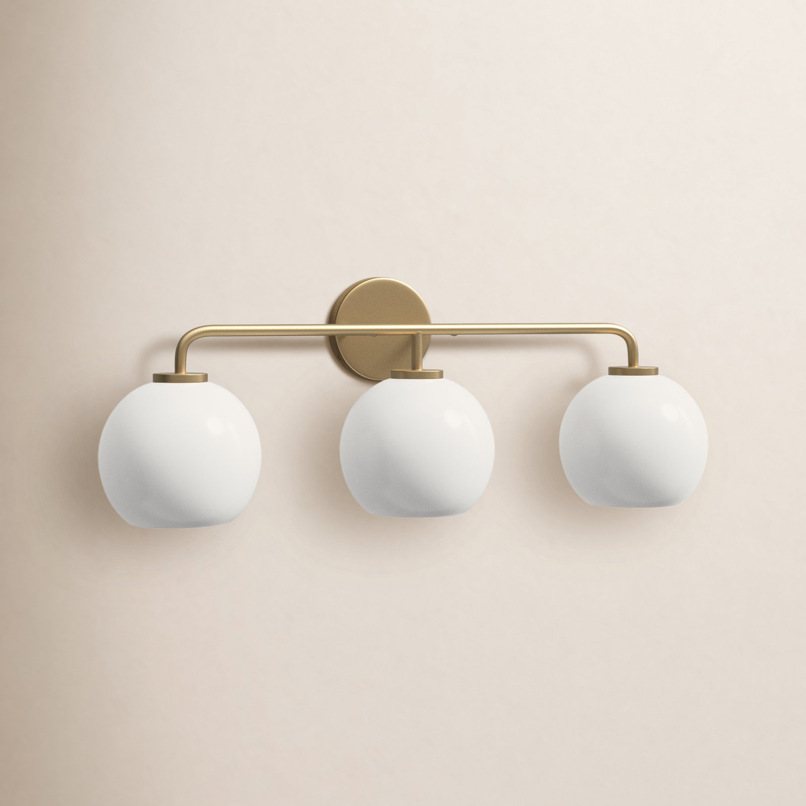 Childerley 3-Light Dimmable Vanity Light, Satin Brass, White