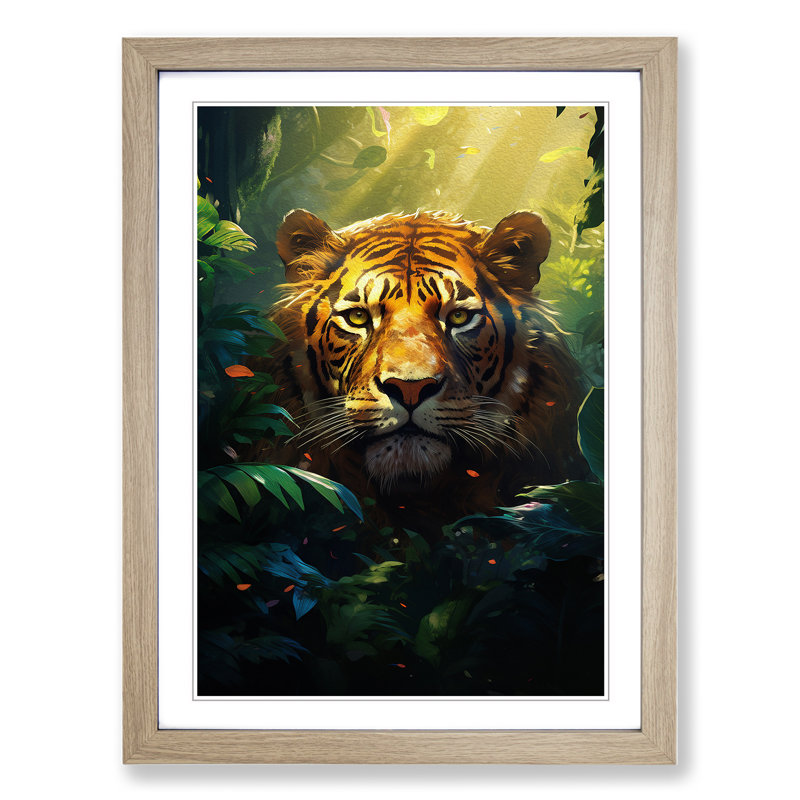 Jungle Informel 1 Piece Single Picture Frame Wall Art, 64cm H x 46cm W x 2cm D, Oak Framed