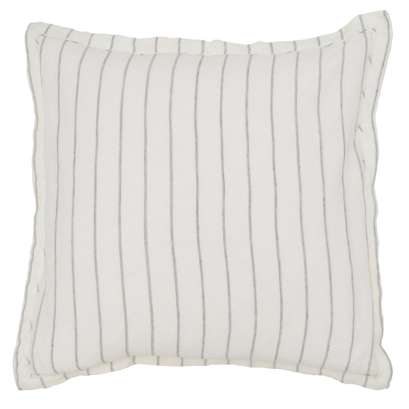 Ivory and Gray Striped Belgian Linen Euro Sham