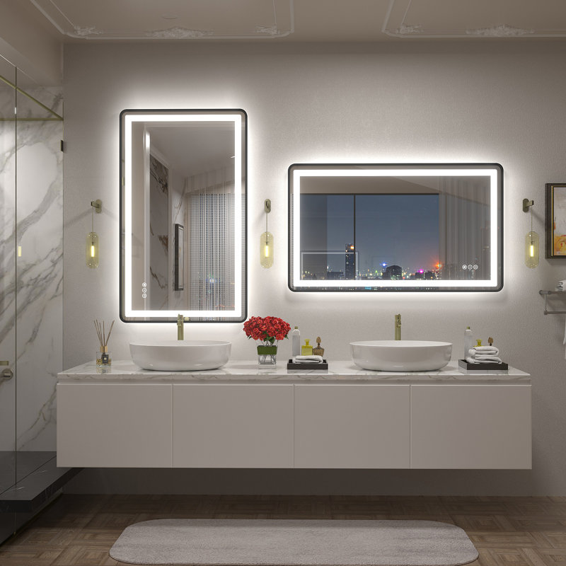 Aevar UL Certified Front & Back LED Anti-Fog Tempered Glass Bathroom/Vanity Mirror with 3-Year Warranty, 40" x 24"