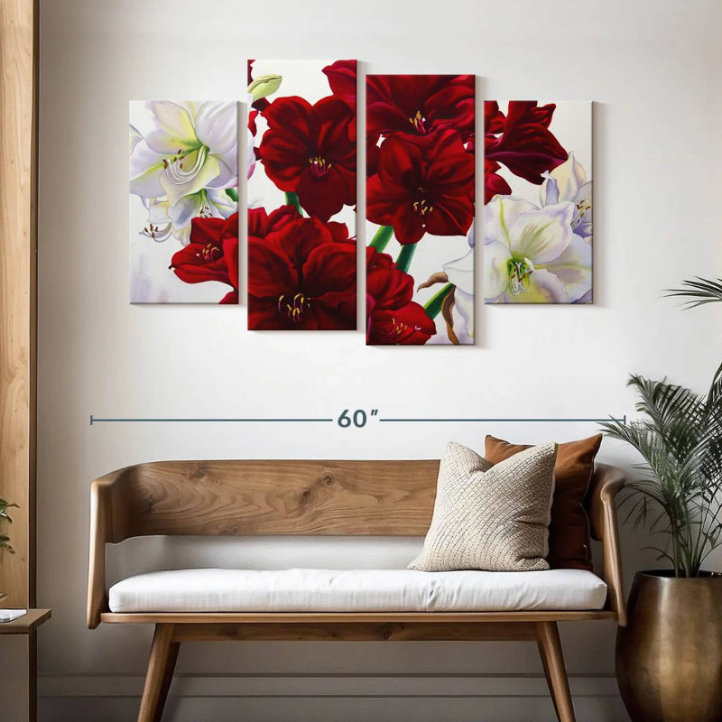 Harnek Red And White Amaryllis, 32'' H x 52'' W
