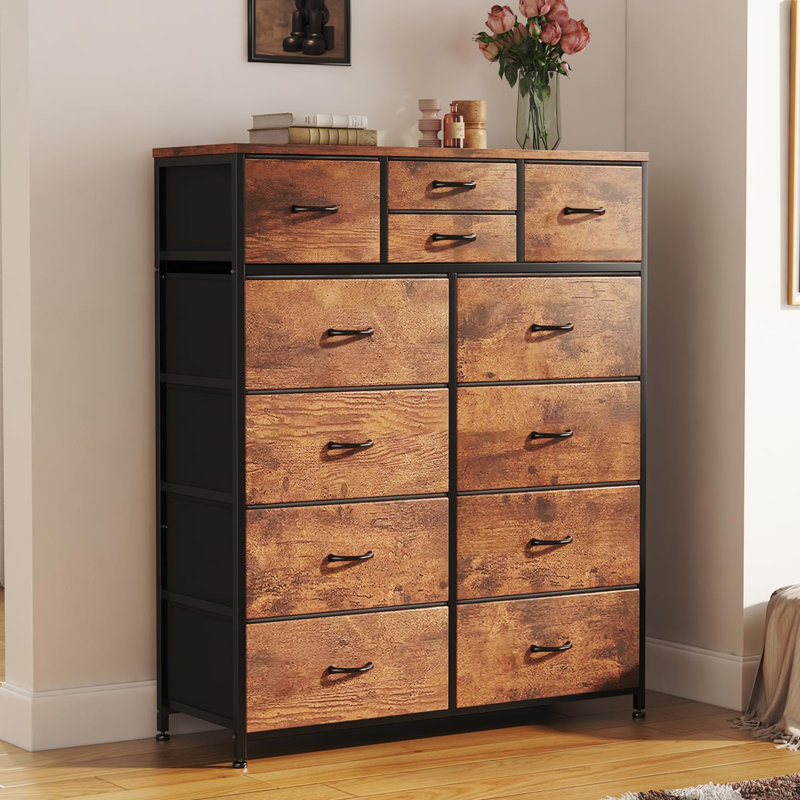 Commode 12 tiroirs, Brun rustique