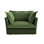 Fauteuil à revêtement antidérapant avec 1 grand coussin de dossier et 2 grands coussins décoratifs, 1 canapé profond et 1 siège confortable, plusieurs grands coussins moelleux, tissu chenille, vert