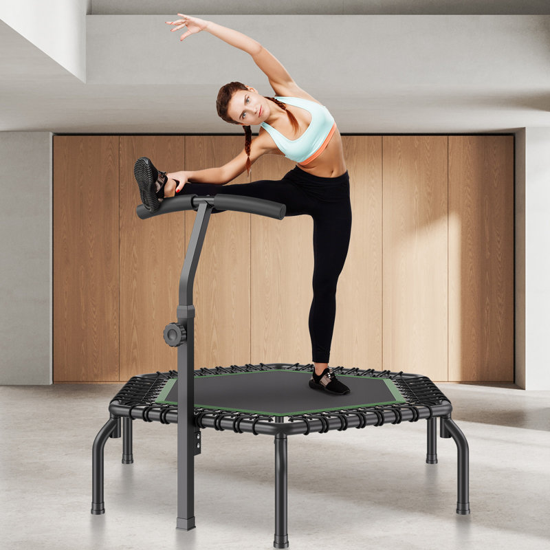 54.5" Black Indoor Fitness Trampoline with Handle