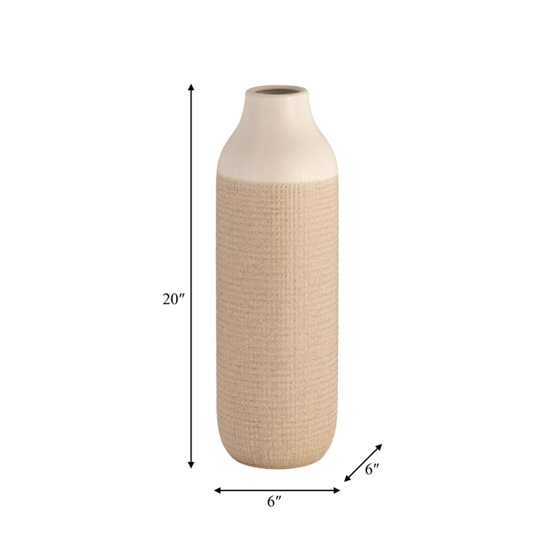 Vase en céramique Chartres Chartres, H 20 po x l 6 po x P 6 po, 2 tons de brun clair