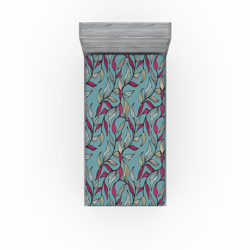 Drap-housse à motif de feuilles géométriques Ambesonne, Twin Fitted Sheet