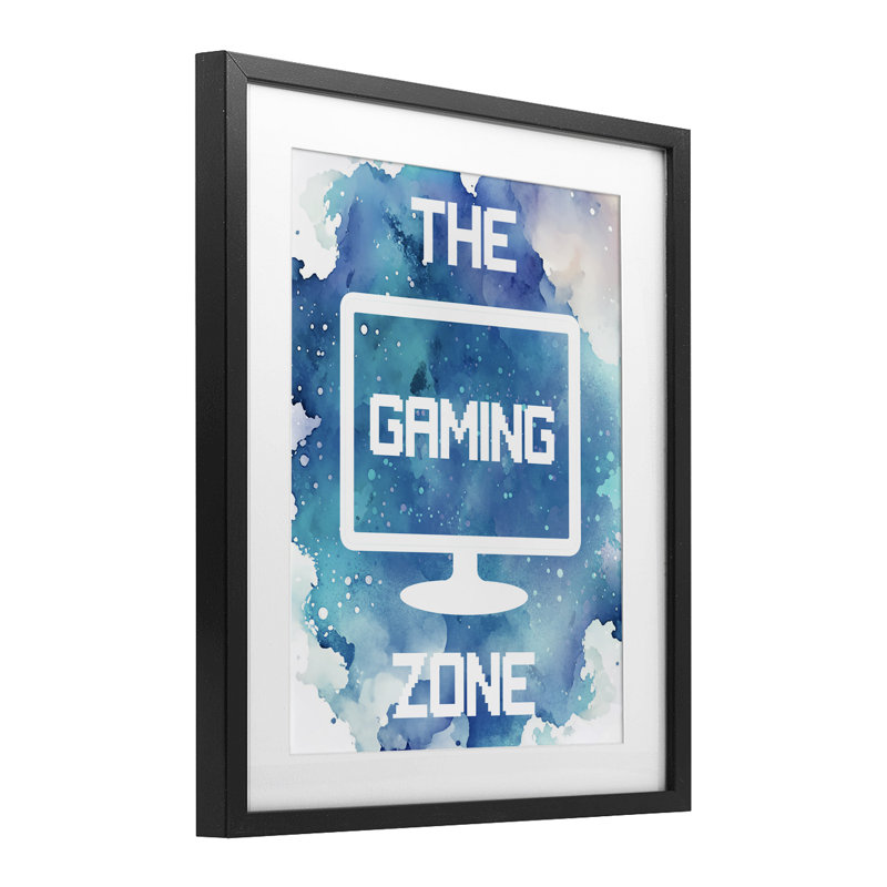 «Gaming Zone Moniter», reproduction encadrée sous verre, conception de Marcus Prime, H 21 po x l 17 po, Cadre noir minuit