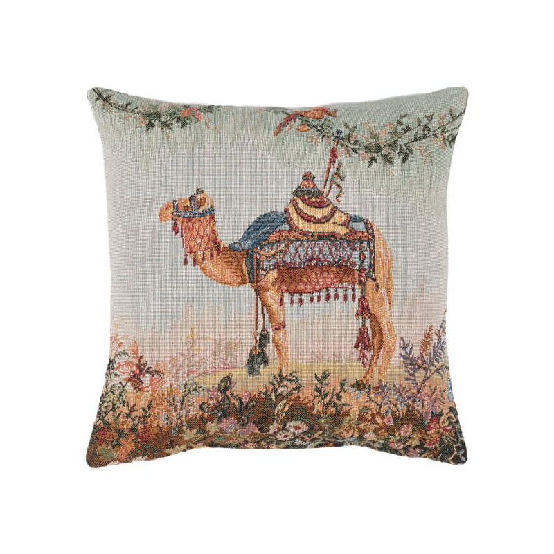 Camel Tapestry Cushion with Feather Filler 