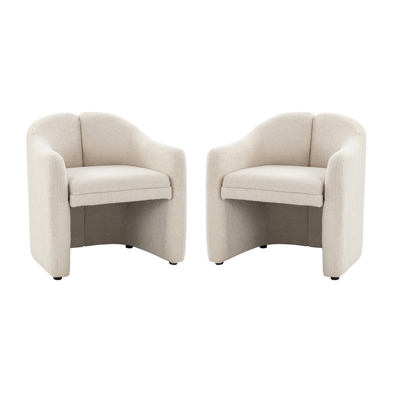 Fauteuil demi-tonneau en polyester 28 po Acke (ensemble de 2), Mélange de polyester brun clair
