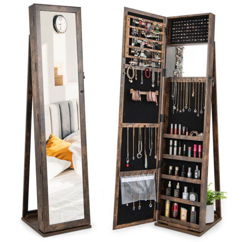Armoire à bijoux avec miroir Iemy, Brun