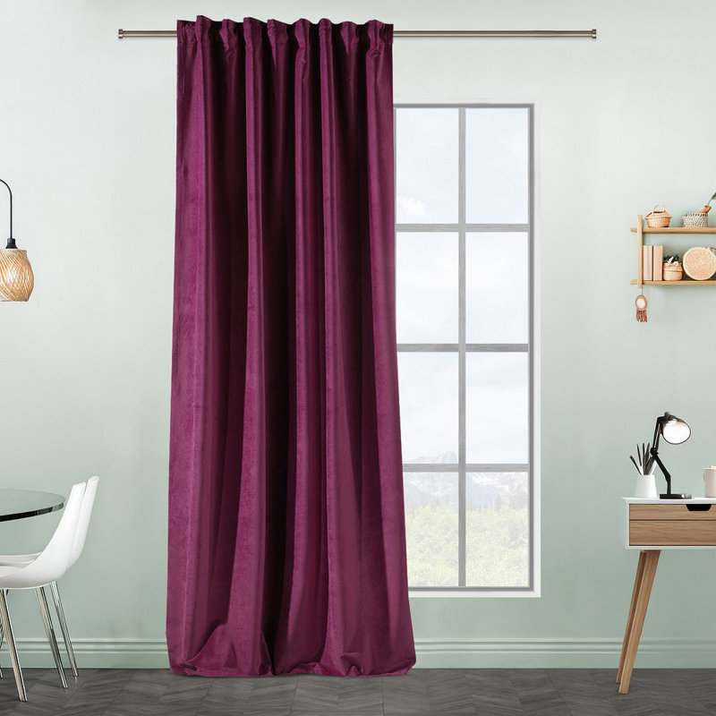 Extra Long & Extra Wide Matte Velvet Curtain Panel, 140cm Width x 175cm Drop, 51 FUSHIA