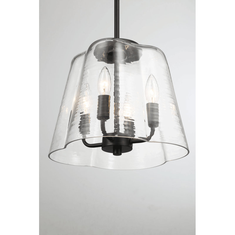 Soiree Four Candle Lights Pendant With Clear Glass - Black Finish, Black