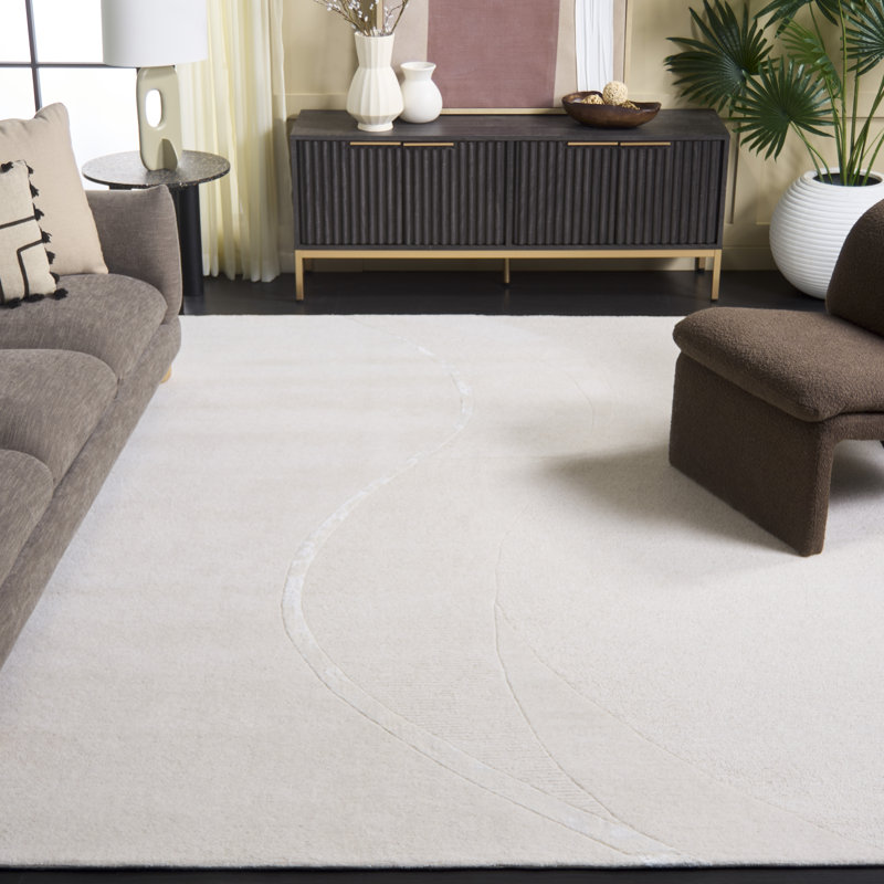 Tapis ivoire en laine / viscose touffeté à la main Fifth Avenue 452, Rectangle 8 pi x 10 pi