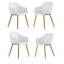 Topsham 4 Person Dining set - a Round Plastic Dining Table with Wooden Legs and a Set of 4 Faux Leather Cushion Padded Dining Chairs for Dining Room - Modern Dining Table Set-1263716655-1263716652