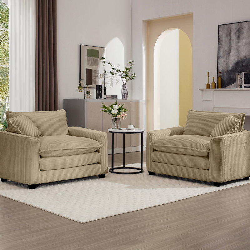 Velours côtelé brun clair avec deux chaises simples - offrant une expérience confortable dans la chambre à coucher et le bureau 2 rendant votre sanctuaire confortable et élégant