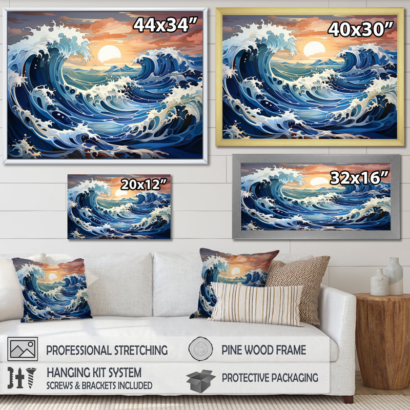 " Coastalwaves Ocean Symphony ", Gold Picture Framed, 24" H x 32" W x 1" D