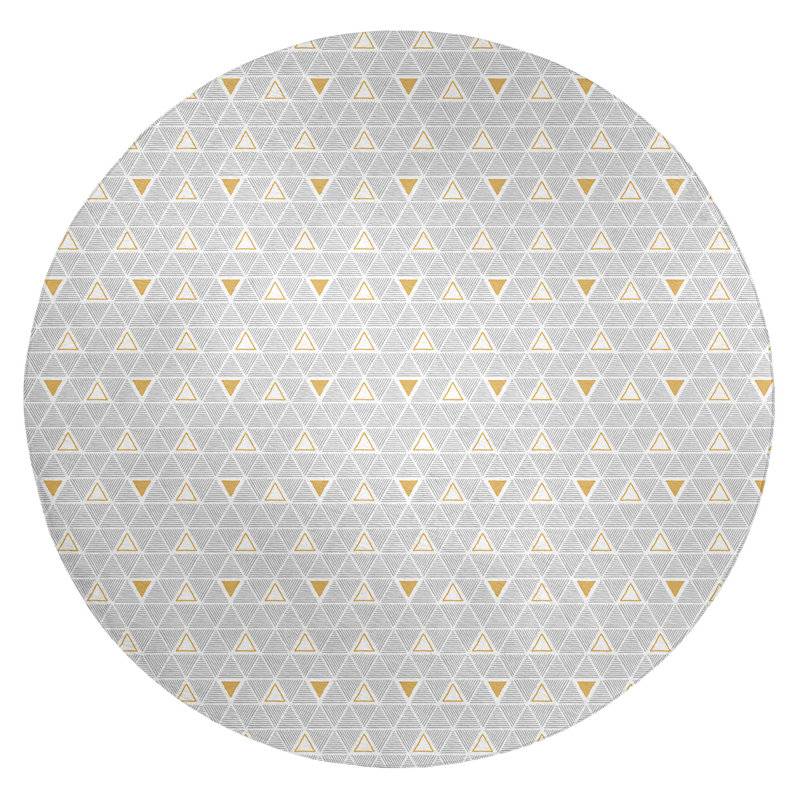 Tapis orange/gris zone fait main géométrique, Rond 5 pi
