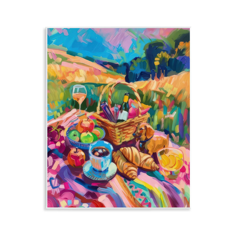  Bright Impressionist Picnic Wall Plaque Art by LSR Design Studio