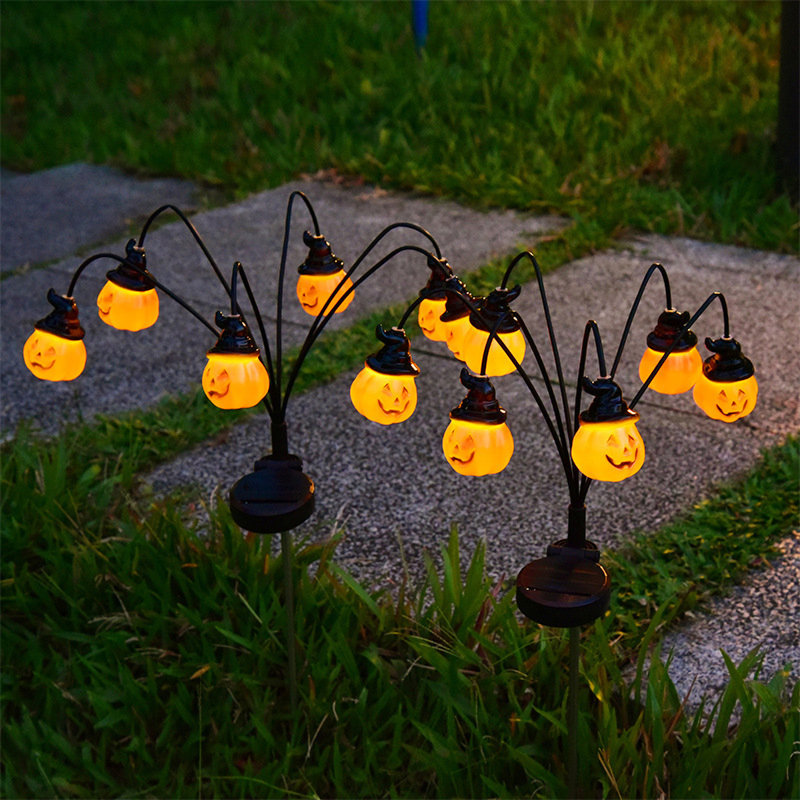 Outdoor Halloween Pumpkin Solar Pathway Lights(4-pack) Garden Led Landscape Lighting