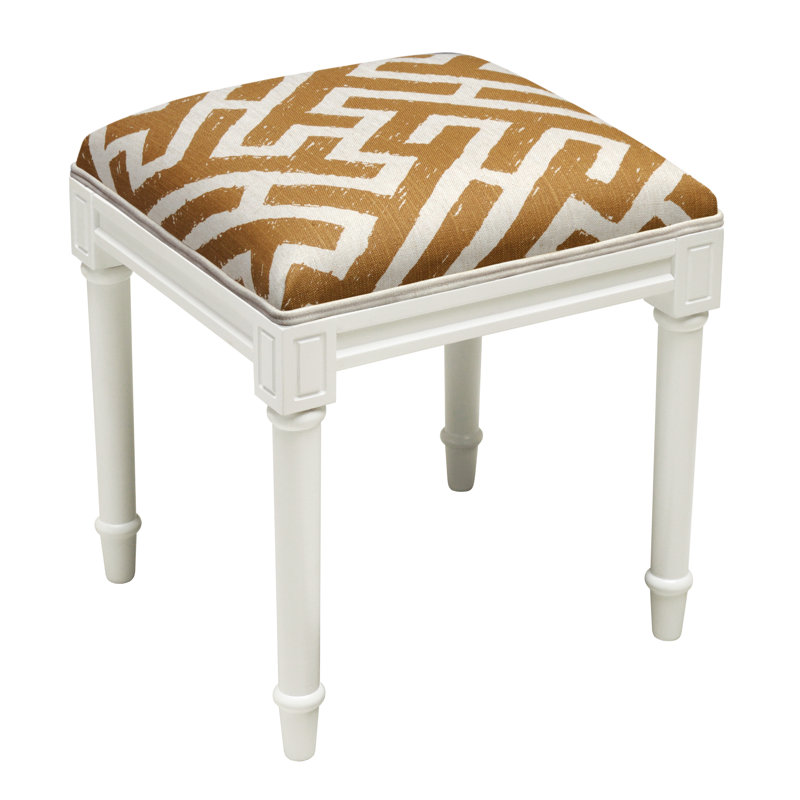 Tabouret de coiffeuse Azocar, Blanc / caramel