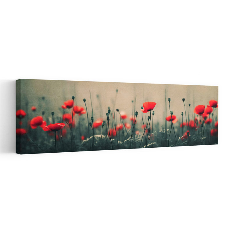Coquelicots dans la brume, H 20 po x l 60 po