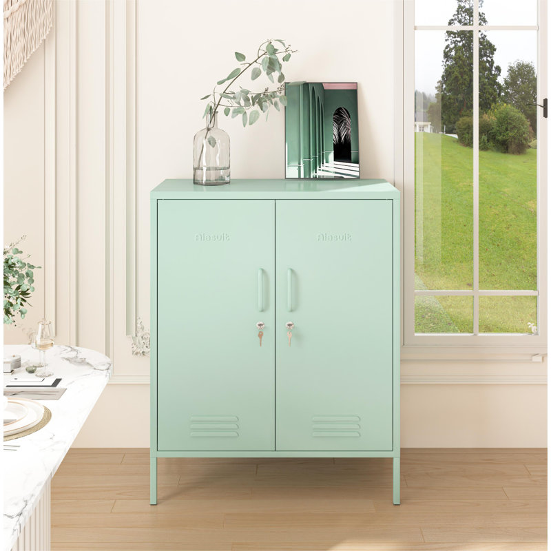 2 Door Lockable Metal Storage Cabinet, 3-Tier Heavy Duty Industrial Cabinet with Removable Shelves, Easy Assembly Multi-Purpose Storage for Home Office