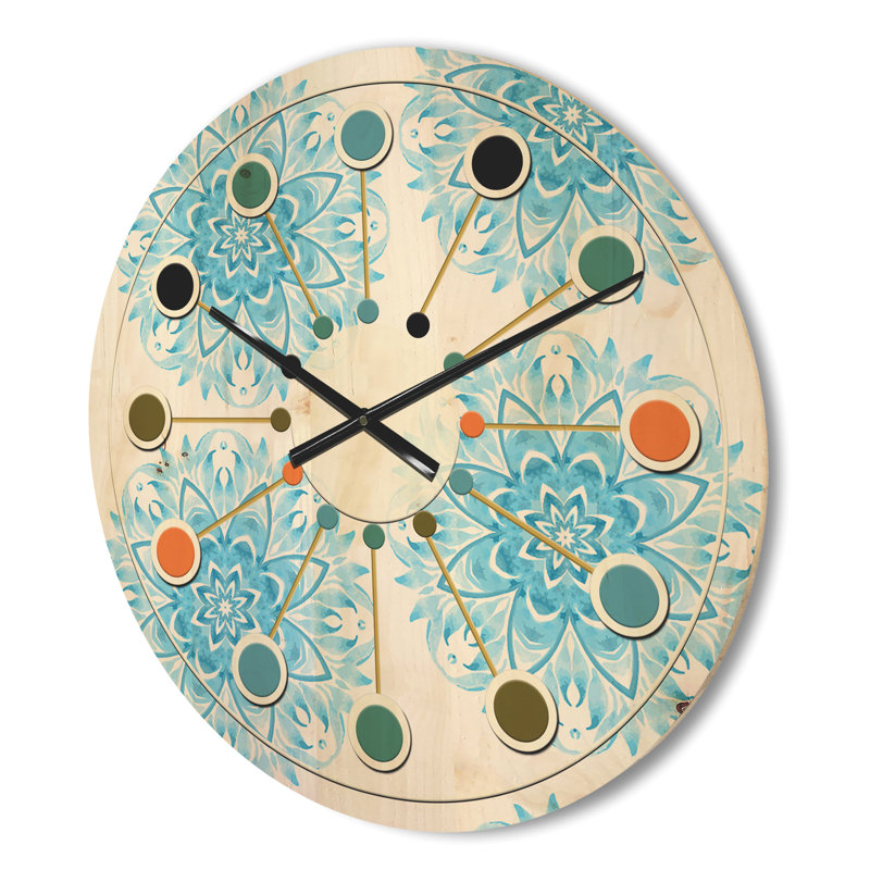 Horloge murale circulaire en bois Mid-Century, Petit