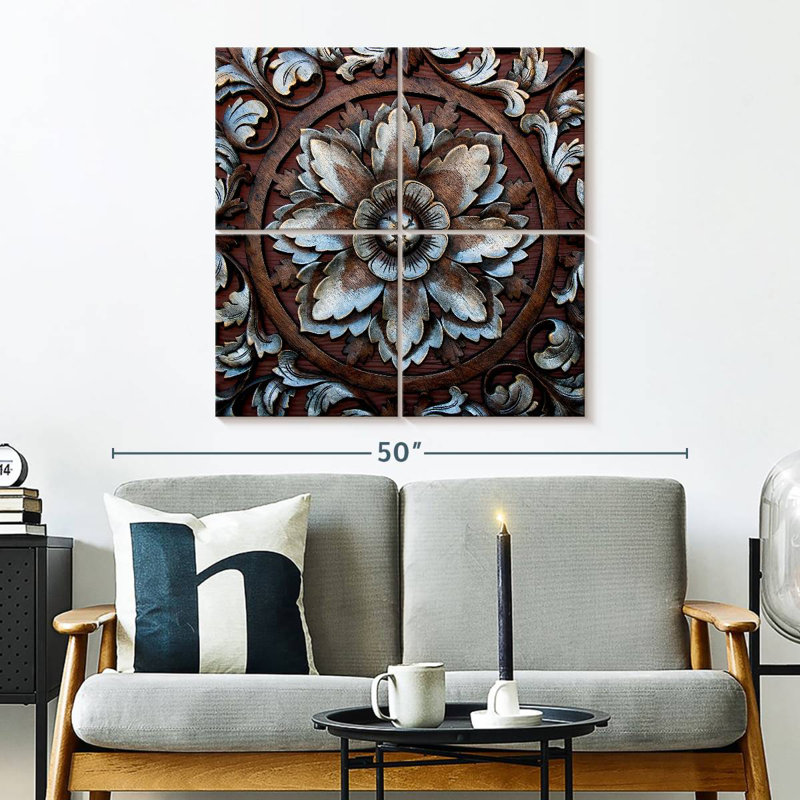 Senne Thai Style Carved Flower, 32" H x 32" W