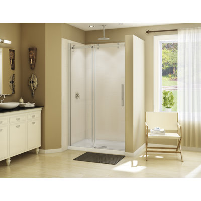 Halo 44-47 x 78 in. 8mm Sliding Shower Door for Alcove Installation with Clear glass in Brushed Nickel