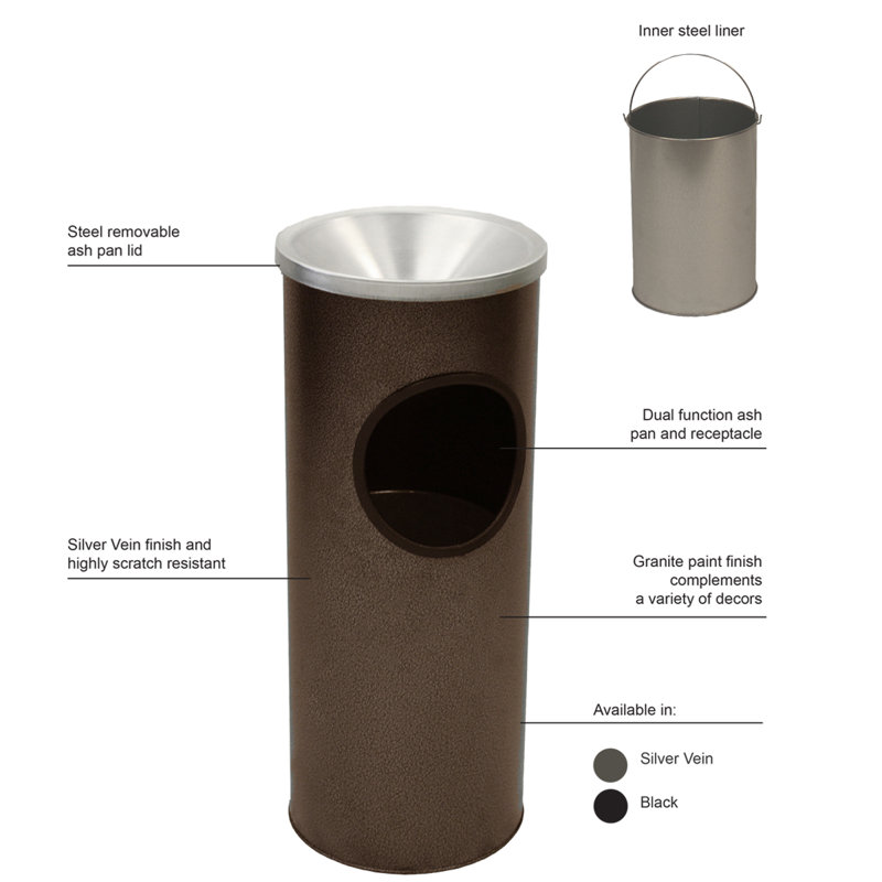 Poubelle 3 gallons receptacle, Argent