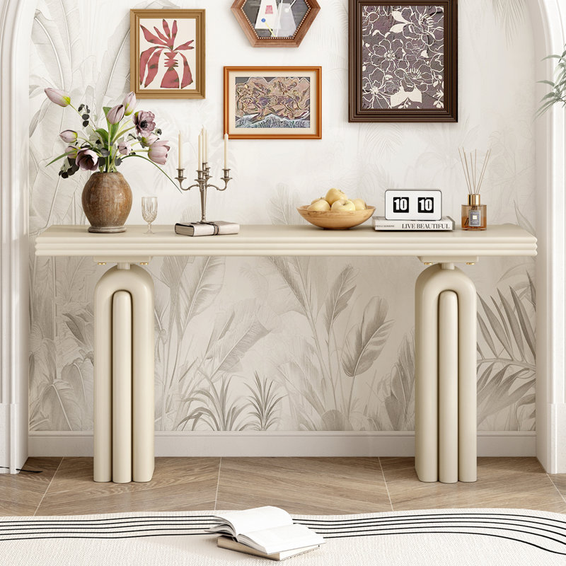 Console élégante et luxueuse en placage d'acacia, Beige